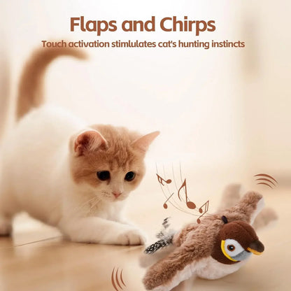 Interactive Cat Toys, Rechargeable Chirping Flapping Bird